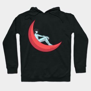 Girl on the moon without background Hoodie